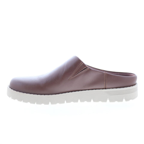 Easy Spirit E-Savoy SEE-SAVOY Womens Brown Leather Slip On Clog Flats Shoes