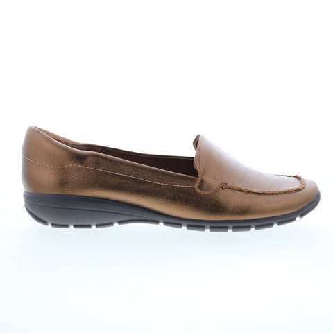 Easy Spirit Abide 8 SEABIDE8 Womens Gold Wide Leather Loafer Flats Shoes
