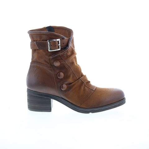 Miz Mooz Sidney Womens Brown Leather Zipper Ankle & Booties Boots