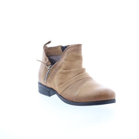 Miz Mooz Slinky Womens Brown Leather Slip On Ankle & Booties Boots