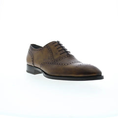 Di Bianco Sorrento Pebble Grain Mens Brown Oxfords Wingtip & Brogue Shoes