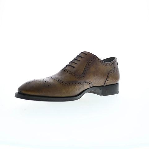 Di Bianco Sorrento Pebble Grain Mens Brown Oxfords Wingtip & Brogue Shoes