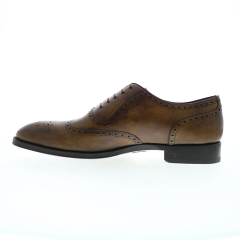 Di Bianco Sorrento Pebble Grain Mens Brown Oxfords Wingtip & Brogue Shoes