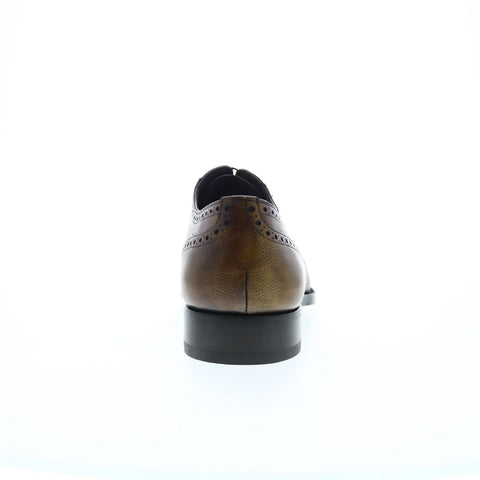 Di Bianco Sorrento Pebble Grain Mens Brown Oxfords Wingtip & Brogue Shoes