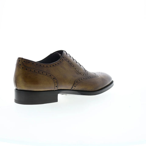 Di Bianco Sorrento Pebble Grain Mens Brown Oxfords Wingtip & Brogue Shoes