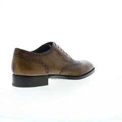 Di Bianco Sorrento Pebble Grain Mens Brown Oxfords Wingtip & Brogue Shoes