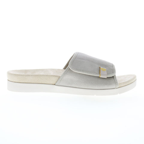 Spenco Charlotte SP1023GRM Womens Gray Suede Strap Slides Sandals Shoes