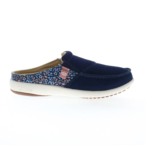 Spenco Siesta Via Slide SP1036PFL Womens Blue Suede Mule Sandals Shoes
