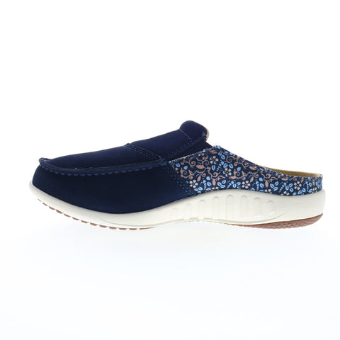 Spenco Siesta Via Slide SP1036PFL Womens Blue Suede Mule Sandals Shoes