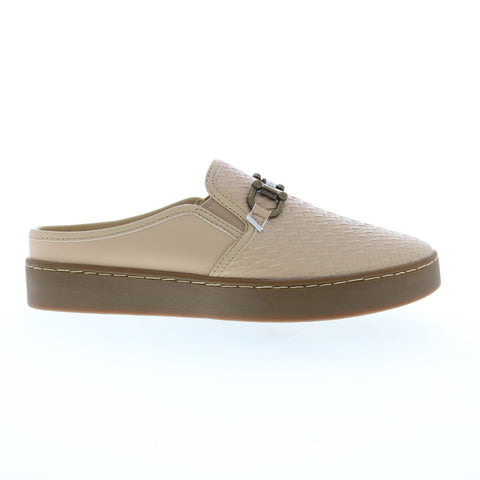 Spenco Durham Slide SP1038WHE Womens Beige Synthetic Mule Sandals Shoes
