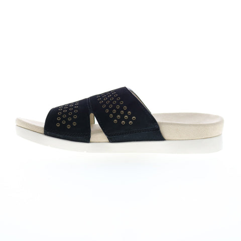Spenco Twilight Stud SP1061BLK Womens Black Suede Slides Sandals Shoes