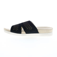 Spenco Twilight Stud SP1061BLK Womens Black Suede Slides Sandals Shoes