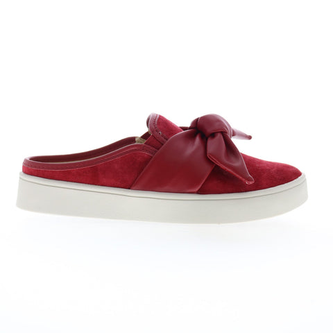 Spenco Barbados Slide SP1089APL Womens Red Suede Slip On Mule Sandals Shoes