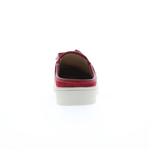 Spenco Barbados Slide SP1089APL Womens Red Suede Slip On Mule Sandals Shoes