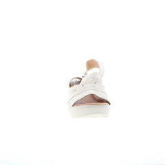 Miz Mooz Striking Womens Beige Leather Hook & Loop Wedges Sandals Shoes