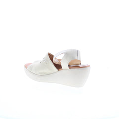 Miz Mooz Striking Womens Beige Leather Hook & Loop Wedges Sandals Shoes