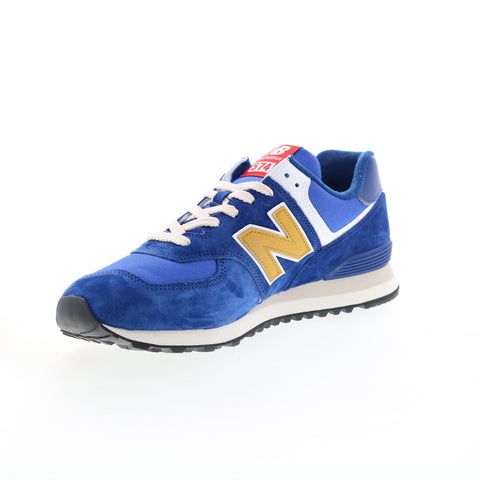 New Balance 574 U574HBG Mens Blue Suede Lace Up Lifestyle Sneakers Shoes