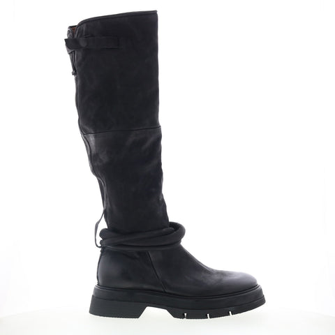 A.S. 98 Vick Womens Black Leather Zipper Knee High Boots