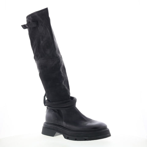 A.S. 98 Vick Womens Black Leather Zipper Knee High Boots