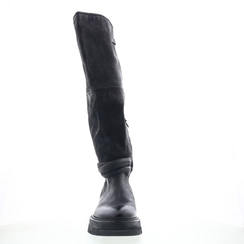 A.S. 98 Vick Womens Black Leather Zipper Knee High Boots
