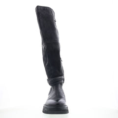 A.S. 98 Vick Womens Black Leather Zipper Knee High Boots