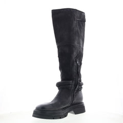 A.S. 98 Vick Womens Black Leather Zipper Knee High Boots