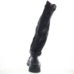 A.S. 98 Vick Womens Black Leather Zipper Knee High Boots