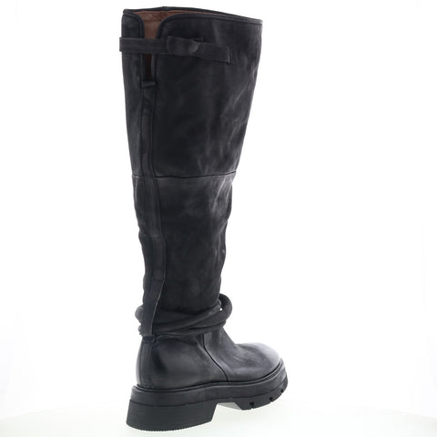 A.S. 98 Vick Womens Black Leather Zipper Knee High Boots