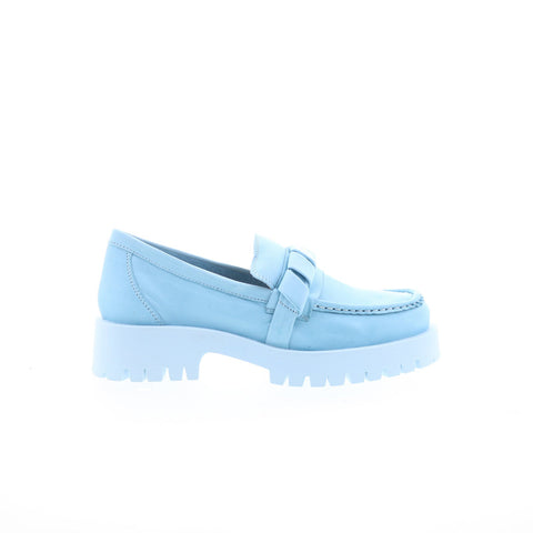 Miz Mooz Vicky Womens Blue Leather Slip On Loafers & Slip Ons Casual Shoes