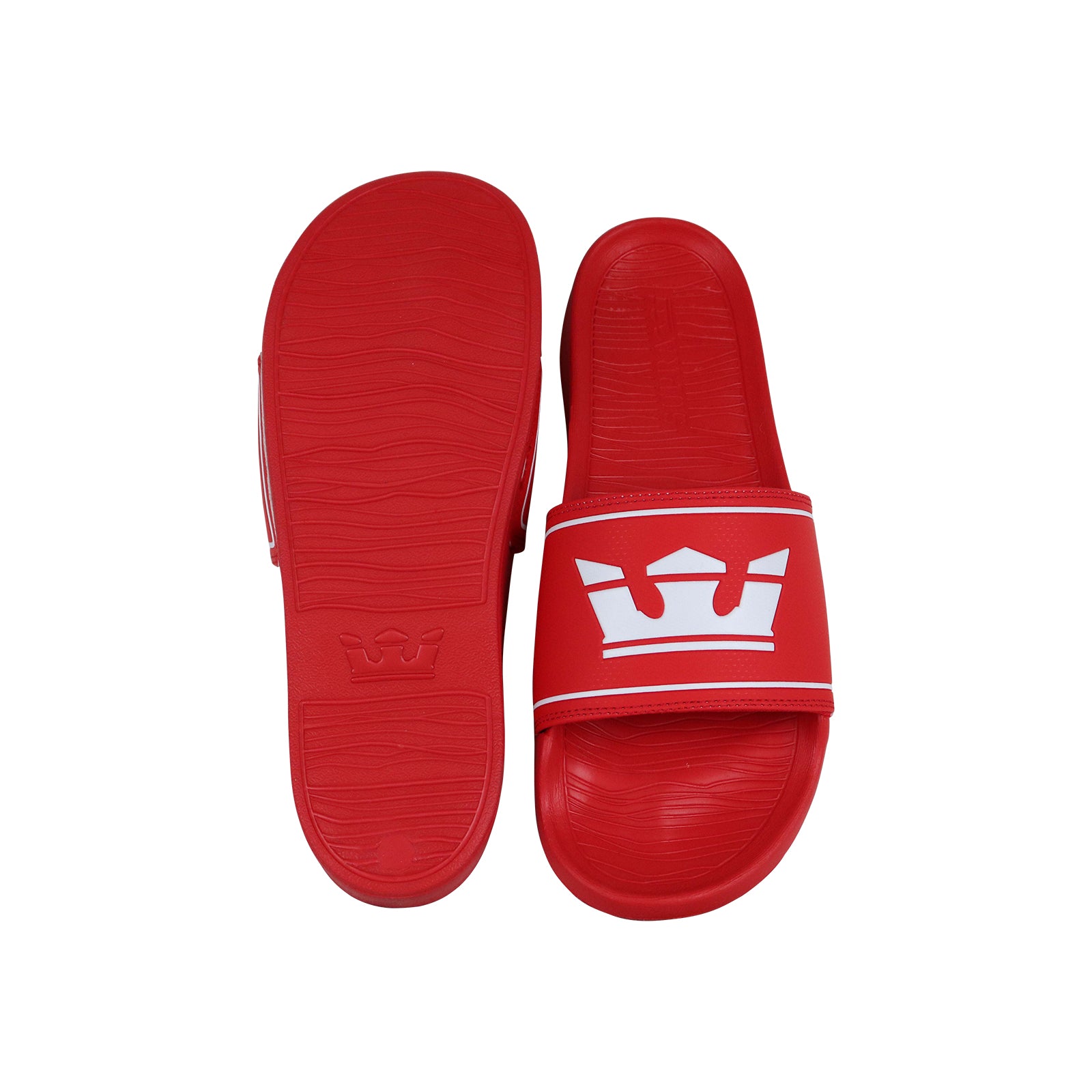 Red Supreme Slides  Mens summer shoes, Mens red shoes, Logo flip flops