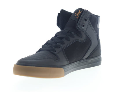 Supra Vaider Mens Black Canvas Synthetic Lace Up High Top Sneakers Shoes