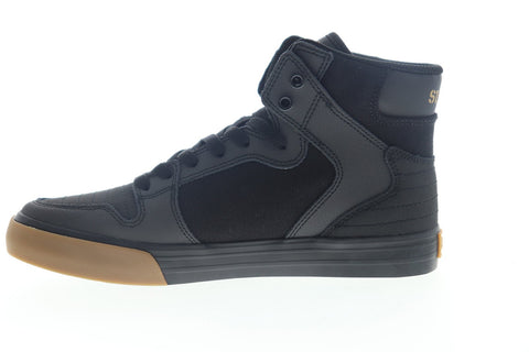 Supra Vaider Mens Black Canvas Synthetic Lace Up High Top Sneakers Shoes