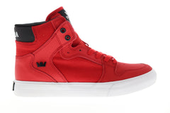 Supra Vaider Mens Red Canvas High Top Lace Up Sneakers Shoes