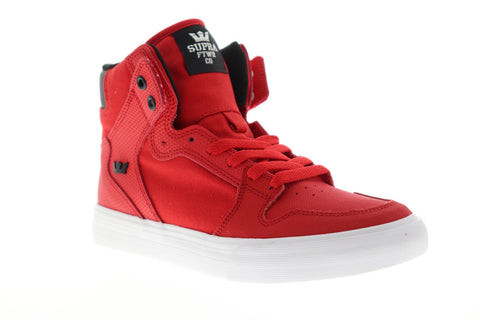 Supra Vaider Mens Red Canvas High Top Lace Up Sneakers Shoes