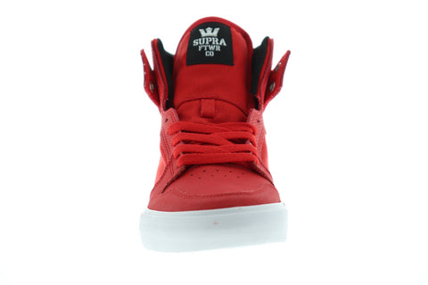 Supra Vaider Mens Red Canvas High Top Lace Up Sneakers Shoes