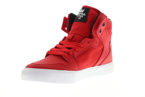 Supra Vaider Mens Red Canvas High Top Lace Up Sneakers Shoes