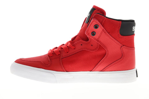 Supra Vaider Mens Red Canvas High Top Lace Up Sneakers Shoes