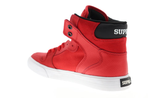 Supra Vaider Mens Red Canvas High Top Lace Up Sneakers Shoes