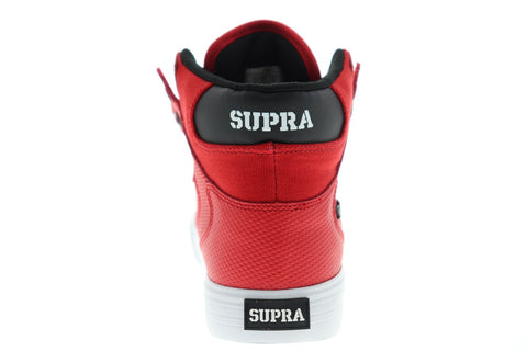 Supra Vaider Mens Red Canvas High Top Lace Up Sneakers Shoes