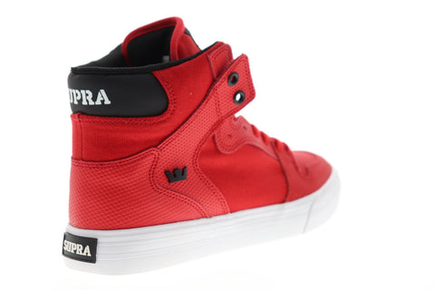 Supra Vaider Mens Red Canvas High Top Lace Up Sneakers Shoes