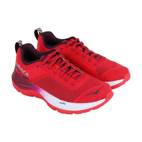Hoka One One Mach 1019280 Womens Red Canvas Lace Up Athletic Gym Running Shoes