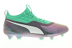Puma One 1 IL Leather FG AG Mens Purple Athletic Soccer Cleats Shoes