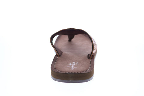 Clarks Lacono Post 26143063 Mens Brown Leather Flip-Flops Sandals Shoes
