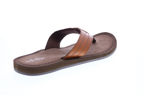 Clarks Lacono Post 26143063 Mens Brown Leather Flip-Flops Sandals Shoes