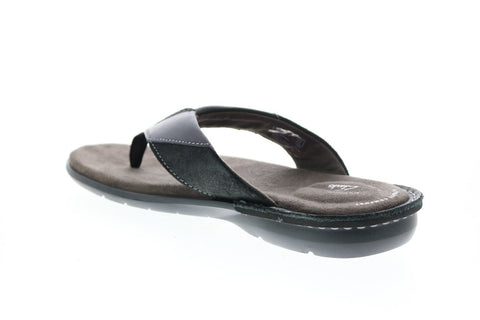 Clarks Ellison Easy 26147716 Mens Black Leather Flip-Flops Sandals Shoes
