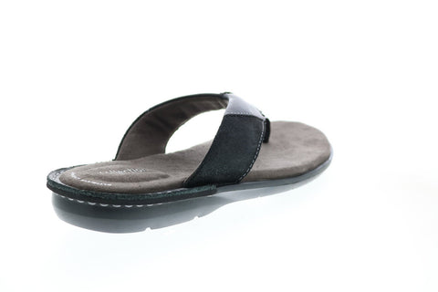 Clarks Ellison Easy 26147716 Mens Black Leather Flip-Flops Sandals Shoes