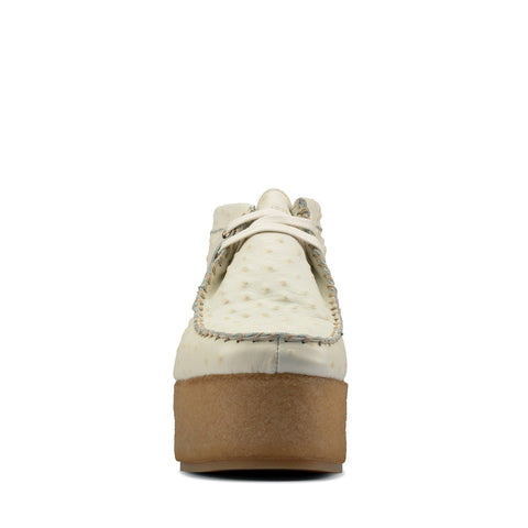 Clarks Wallabee ELVTD 26160833 Womens Beige Leather Wedges Heels Shoes