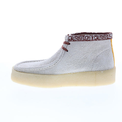 Clarks Wallabee Cup Boot 26167977 Mens White Suede Lace Up Chukkas Boots