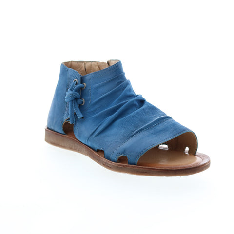 Miz Mooz Fuller Womens Blue Leather Zipper Strap Sandals Shoes