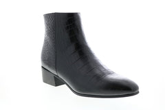 Aquatalia Fuoco Shiny Embos Croco Womens Black Leather Ankle